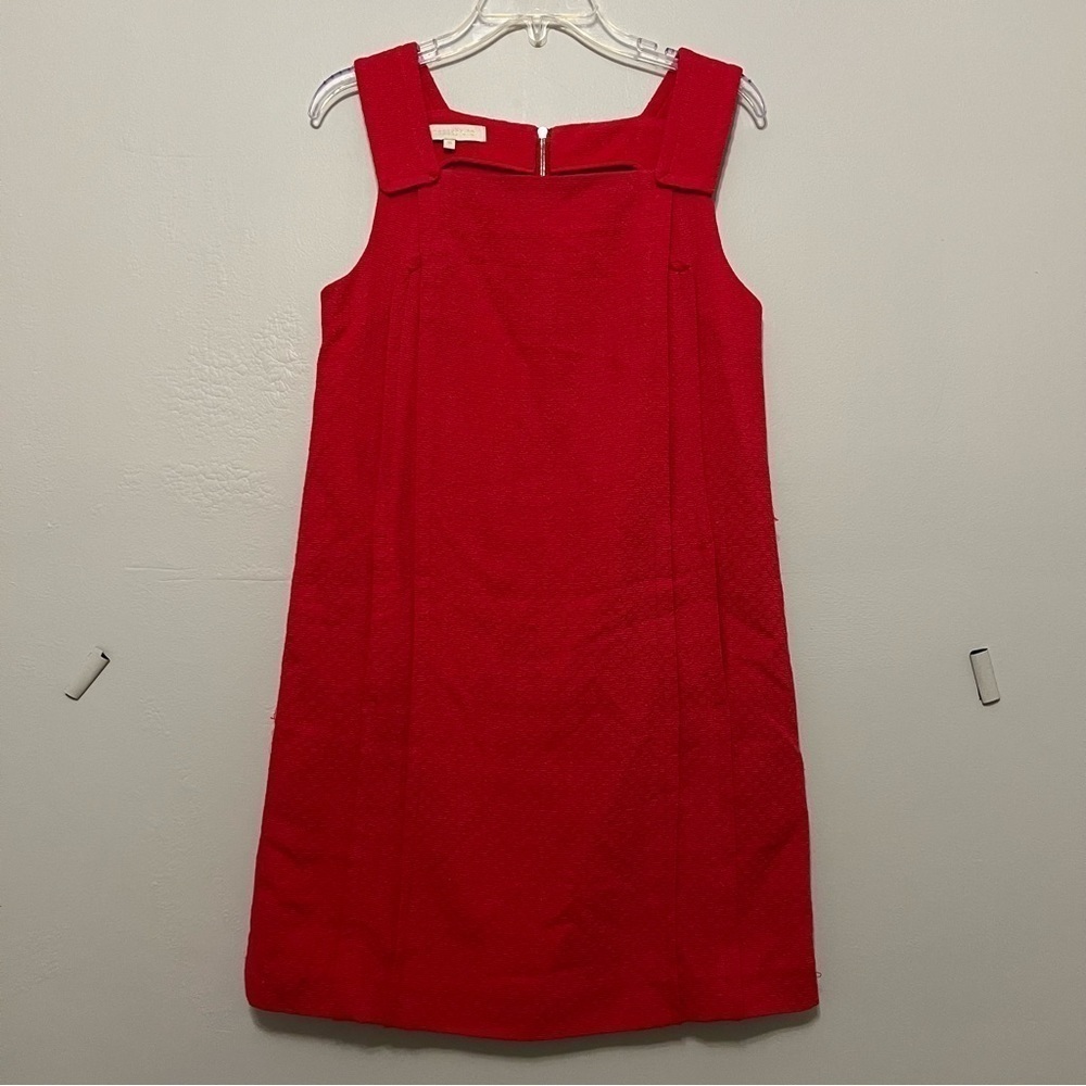 Vanessa Bruno Cotton Textured Drill Shift Dress Front‎ Pockets Pink Size 38 10